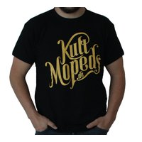 KultMopeds.de T-Shirt schwarz, Logo gelb XL