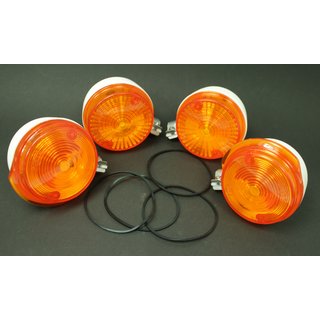Set Blinker rund, weiß - orange vorn + hinten für Simson S51 S50 S53 SR50 MZ ETZ TS 150 125 250  E-Zeichen