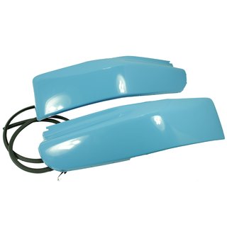 Beinbleche für Simson SR50 SR80 SD50 Roller Knieblech inkl. Keder, verzinkt hellblau lackiert