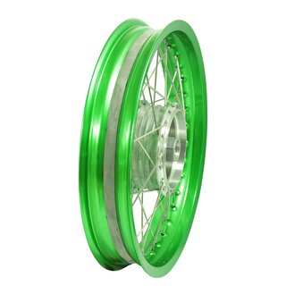 Speichenrad komplett mit Alufelge grün, Speichen Edelstahl Tuning 2,50x16 für Simson S51 S50 S70 Star Sperber Habicht KR51 Schwalbe Star Duo