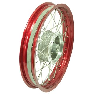 Speichenrad komplett mit Alufelge rot, Speichen Edelstahl Tuning 2,50x16 für Simson S51 S50 S70 Sperber Schwalbe Star Duo