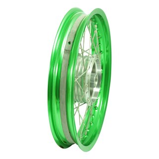 Speichenrad breite Felge 2,15x16 grün Edelstahl Speichen Nabe silber für Simson S51 S50 S70 S53 KR51 Schwalbe Star Sperber Spatz Habicht Duo