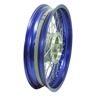 Felge blau 3,00x16 extrem breit + Nabe mit Edelstahl Speichen für Simson S51 S50 S53 Spatz Star Star Sperber Habicht KR51 Schwalbe Duo