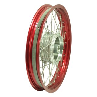 Speichenrad komplett mit Alufelge rot, Speichen Edelstahl Tuning 1,85x16 für Simson S51 S50 S70 Sperber Schwalbe Star Duo