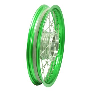 Speichenrad komplett mit Alufelge grün, Speichen Edelstahl Tuning 1,85x16 für Simson S51 S50 S70 Sperber Schwalbe Star Duo
