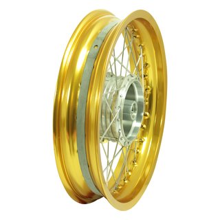 Felge gold 3,00x16 extrem breit + Nabe mit Edelstahl Speichen für Simson S51 S50 S53 Spatz Star Star Sperber Habicht KR51 Schwalbe Duo
