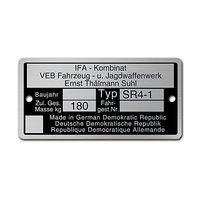 Typenschild Plakette Rahmen Alu Veb silber für...