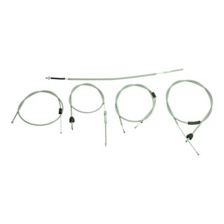 Set 5 Bowdenzüge Seilzüge grau für Simson Star Sperber Habicht Gas Kupplung Choke Bremse hinten neuer Typ mit Gewinde Bowdenzug