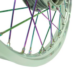 Speichenrad komplett mit Alufelge, Rainbow Speichen für Simson S51 S50 S70 S53 KR51 Schwalbe Spatz Star Sperber Duo Farbwechel, Regenbogenfarben