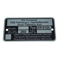 Typenschild Plakette für Simson KR51/2 L Schwalbe...