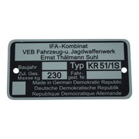 Typenschild Plakette für Simson KR51/1 S Schwalbe...