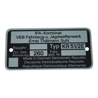 Typenschild Plakette für Simson KR51/2 E Schwalbe...