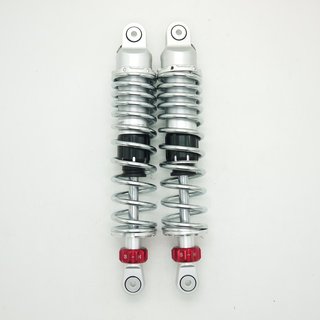 Premium Gasdruck Federbeine 360mm silber mit verchromter Feder für Simson S51 S50 S70 Enduro Tuning Stoßdämpfer Federung hinten 36cm