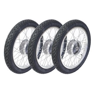 Set Kompletträder auf Alufelge 16 Zoll für Simson Duo 4/1 4/2 Krause Reifen Heidenau K36/1, vorn + hinten