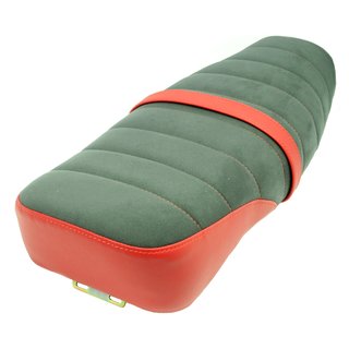 Premium Alcantara Sitzbank für Simson S51 S50 S70 Bezug strukturiert schwarz/rot