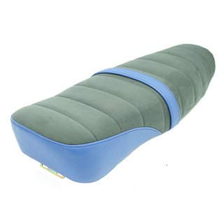 Premium Alcantara Sitzbank für Simson S51 S50 S70 Bezug strukturiert schwarz/blau