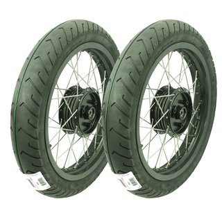 Komplettrad Satz 1,85x16 breit Nabe schwarz Speichen Edelstahl Mitas MC2 Reifen für Simson S51 S50 S53 Spatz Star Sperber Habicht KR51 Schwalbe Duo