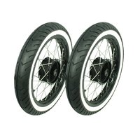 Komplettrad Satz 1,85x16 breit Nabe schwarz Speichen Edelstahl Mitas MC2 Weißwand Reifen für Simson S51 S50 S53 Spatz Star Sperber Habicht KR51 Schwalbe Duo