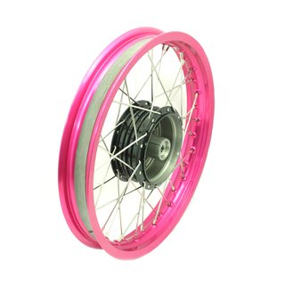 Speichenrad, Felge pink, neon rosa, schwarze Nabe 1,85x16 für Simson S51 KR50 KR51 Schwalbe S50 Star Sperber Spatz Habicht Duo