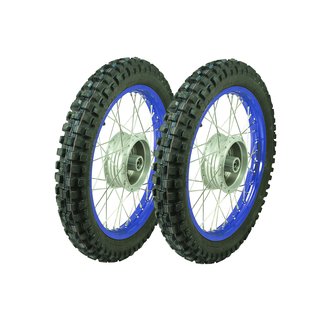 Paar Räder blau für Simson S51 S50 S53 KR51 Schwalbe Star Sperber Habicht Felge Mefo Cross Reifen Komplettrad 