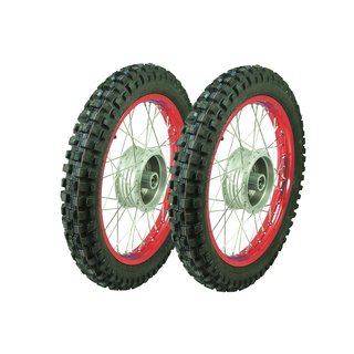 Paar Räder rot für Simson S51 S50 S53 KR51 Schwalbe Star Sperber Habicht Felge Mefo Cross Reifen Komplettrad