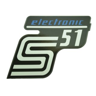 Simson Aufkleber "electronic" S51 Elektronik blau Seitendeckel Kleber Schriftzug