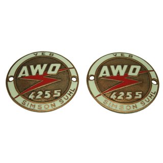 Embleme Tank für Simson AWO 425 T Touren Tankembleme Kupfer - weiß