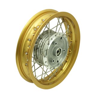 Tuning Felge, Speichenrad gold poliert 2,15x12 Zoll für Simson SR50 SR80 Roller SD50 Albatros