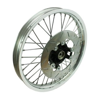 Vorderrad, Speichenrad 1,6x18 Zoll mit Bremsscheibe für MZ ETZ 250 150 125 251 301 polierte Alufelge vorn Rad mit Nabe schwarz Scheibenbremse Edelstahlspeichen