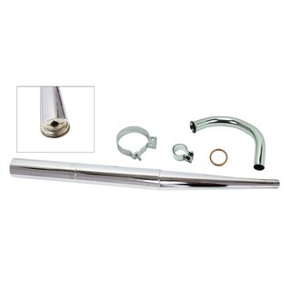 MZ Auspuff + Krümmer und Schellen ES ETS TS 125 150 gerade 35mm x 1060mm chrom
