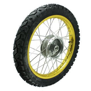 Rad Komplettrad vorn oder hinten pas. für Simson S51 S50 KR51 Schwalbe Star Sperber Habicht Enduro Profil Felge Aluminium gold eloxiert Cross Reifen VeeRubber VRM185