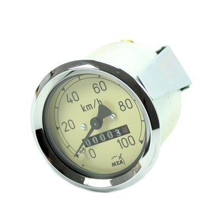 Tachometer für MZ RT125 IWL SR59 Berlin Tacho 100 km/h MMB Chrom Armatur 100er