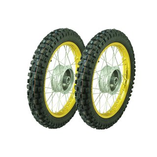 Paar Räder Gold für Simson S51 S50 S53 KR51 Schwalbe Star Sperber Habicht Felge Mefo Cross Reifen Komplettrad 