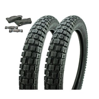 Set Reifen Schlauch Felgenband Cross Enduro pass f Simson S51 S50 S53 KR51 Schwalbe Spatz Star Sperber Habicht VeeRubber VRM186