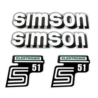 4 x Klebefolie Tank-aufkleber Seitendeckel pass f Simson S51 Elektronik S50 weiß grün
