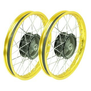 2 Felgen Speichenrad für Simson S51 S50 KR51 Schwalbe Star Sperber Habicht Felgen GOLD Edelstahl VA Speichen