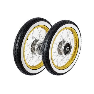Räder für Simson S51 S50 S70 S53 KR51 Schwalbe Stars Sperber Habicht Weisswand Reifen IRC weiss Felge Gold Edelstahl Speichen