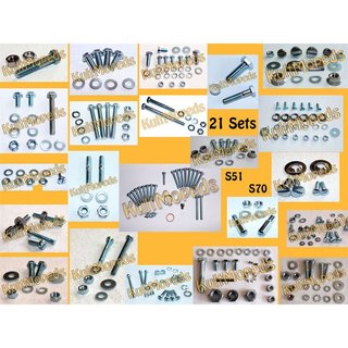 Normteile für Simson S50 alle 287 Schrauben + Muttern + Scheiben im Satz 21 Sets Schraubensatz