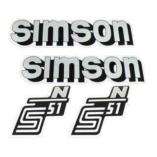 4 x Klebefolie TankAufkleber Seitendeckel pass f Simson S51 N S50 S51N weiß silber 