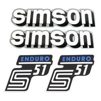 Simson 4 x Klebefolie Tank Aufkleber Seitendeckel S51-E...