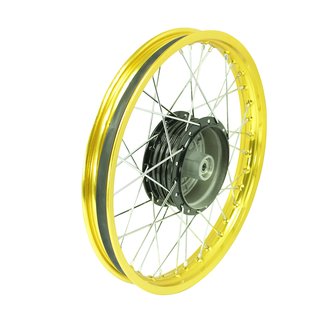 Felge gold mit schwarzer Nabe für Simson S51 S50 S70 KR51 Schwalbe Spatz Sperber Star Habicht Speichen chrom Speichenrad