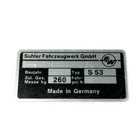Simson S53 Typenschild Plakette Alu 260kg VEB silber...