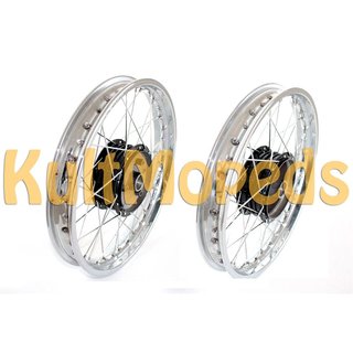 Räder, Felger chrom Nabe schwarz für Simson S50 S51 S70 S53 KR51 Schwalbe Spatz Star Sperber Habicht einbaufertig