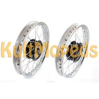 Räder, Felger chrom Nabe schwarz für Simson S50...