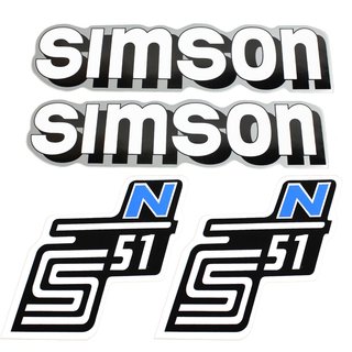 Simson 4x Klebefolie Tank Aufkleber Seitendeckel S51N blau weiß silber