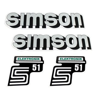 4 x Klebefolie Tank Aufkleber Seitendeckel pass f Simson S51 Elektronik silber grün