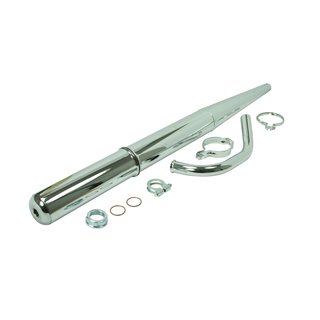 Auspuff komplett mit Krümmer, Schellen, Dichtungen chrom für Simson KR51/2 Schwalbe Befestigung