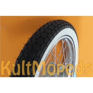 Komplettrad mit verchromter Felge IRC Weisswandreifen pas. f. Simson S51 KR51 Schwalbe S50 S53 S83 Star Sperber Habicht Spatz Duo