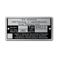 Typenschild für Simson KR51/2 Schwalbe Plakette...
