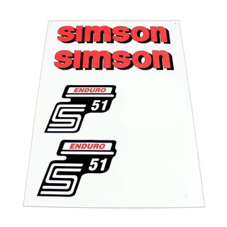Aufkleber Satz für Simson S51 E Enduro Schriftzug Tank rot Kleber